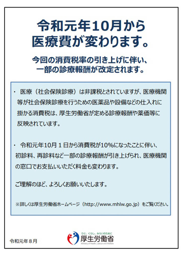 消費税増税に伴う料金改定について