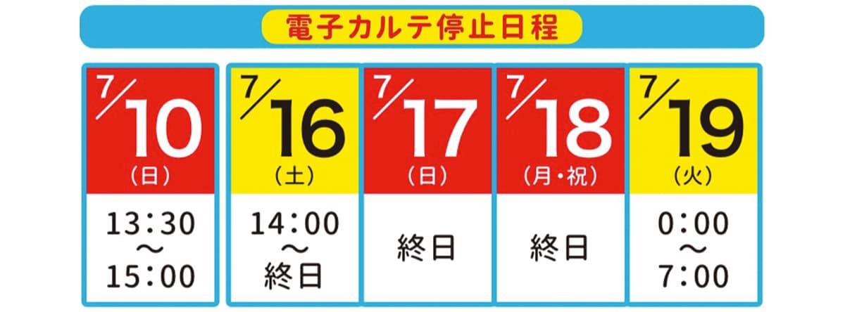 電子カルテ更新に伴うお知らせイメージ